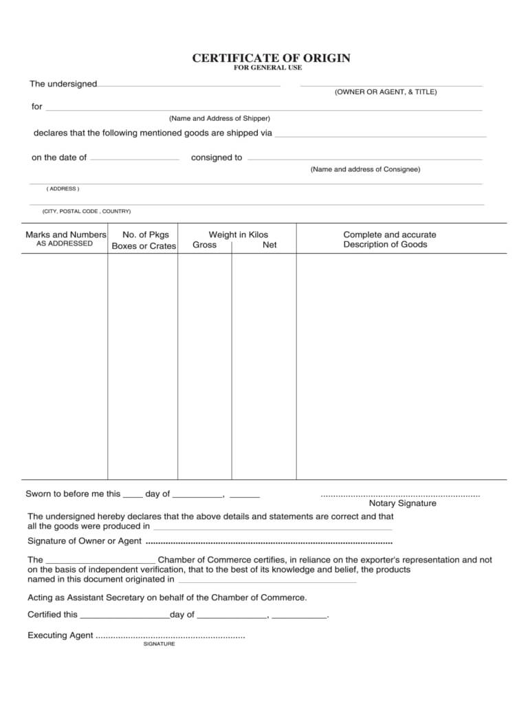 Certificate Of Origin Form – 5 Free Templates In Pdf, Word Intended For Certificate Of Origin Template Word
