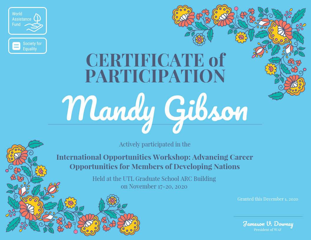 Certificate Of Participation For Templates For Certificates Of Participation