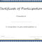 Certificate Of Participation Template , Key Components To Pertaining To Certificate Of Participation Template Pdf