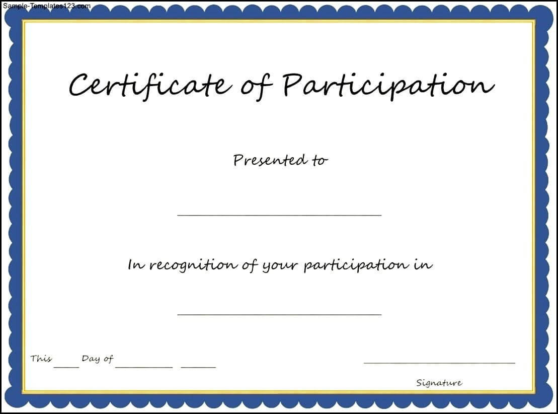 Certificate Of Participation Template , Key Components To Pertaining To Certificate Of Participation Template Pdf