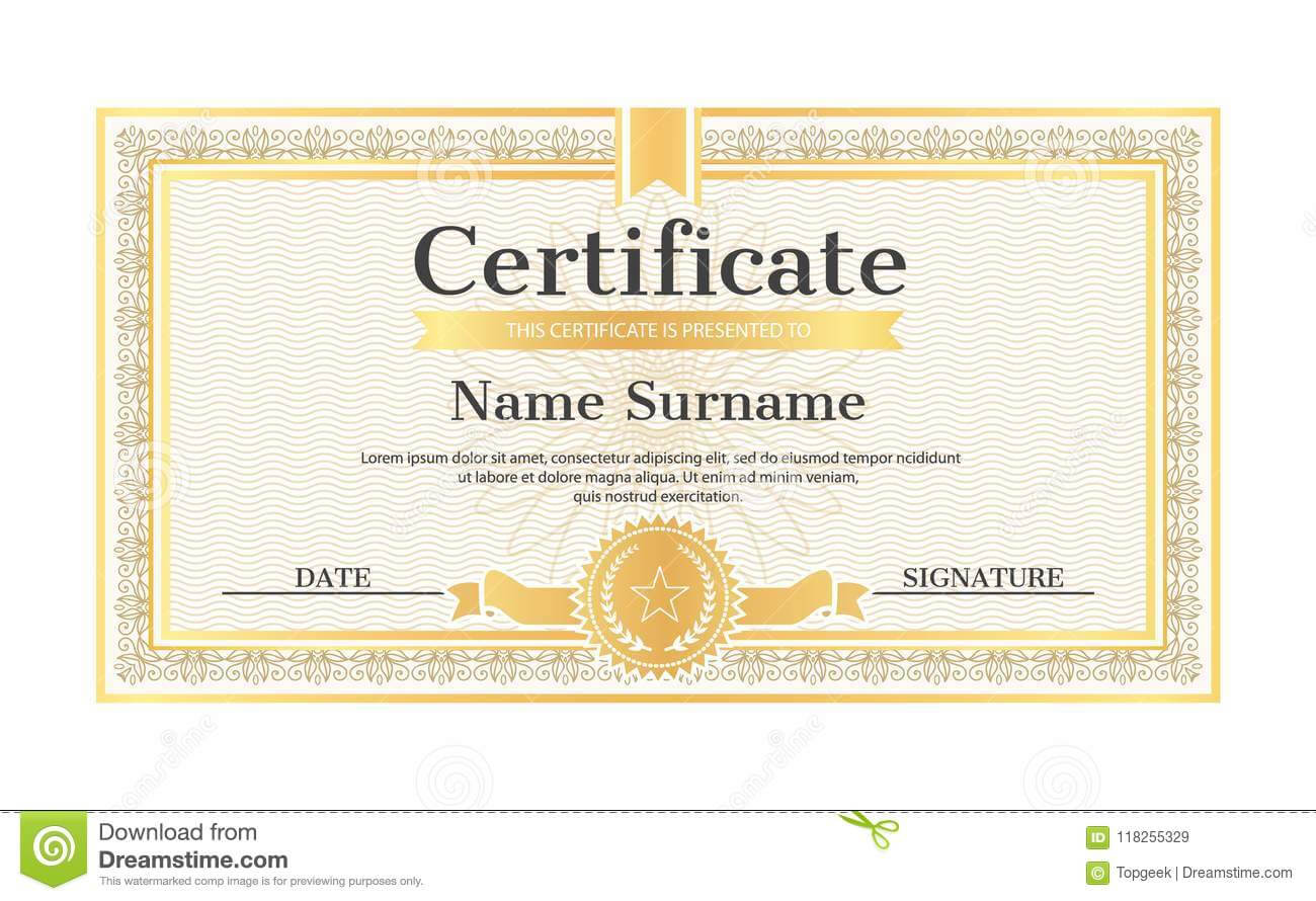 Certificate Template Editable Name Surname Date Stock Vector With Star Naming Certificate Template