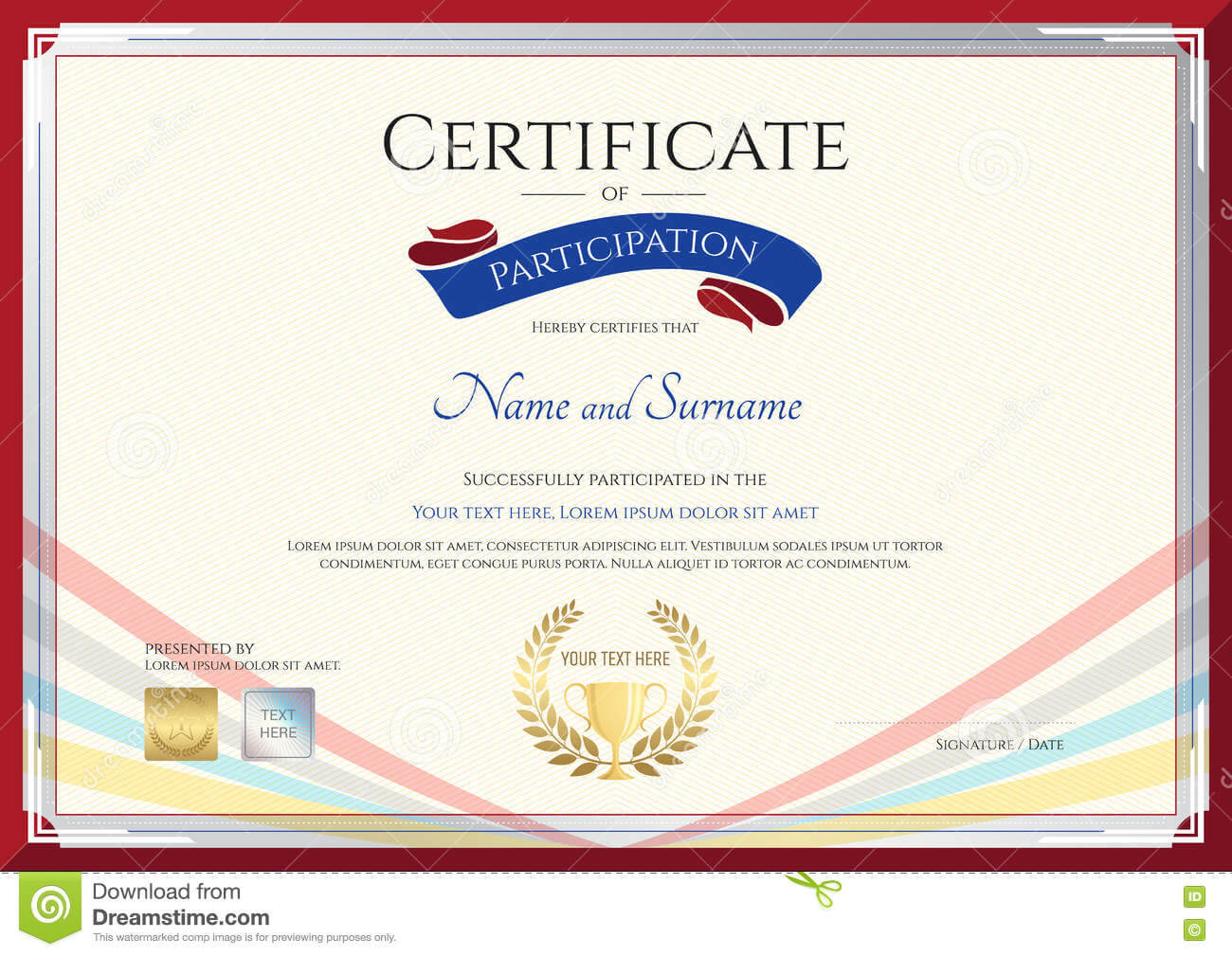 Certificate Template For Achievement, Appreciation Or In Conference Participation Certificate Template
