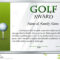 Certificate Template For Golf Award Stock Vector with regard to Golf Certificate Template Free