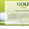 Certificate Template For Golf Star With Green Background Pertaining To Golf Gift Certificate Template