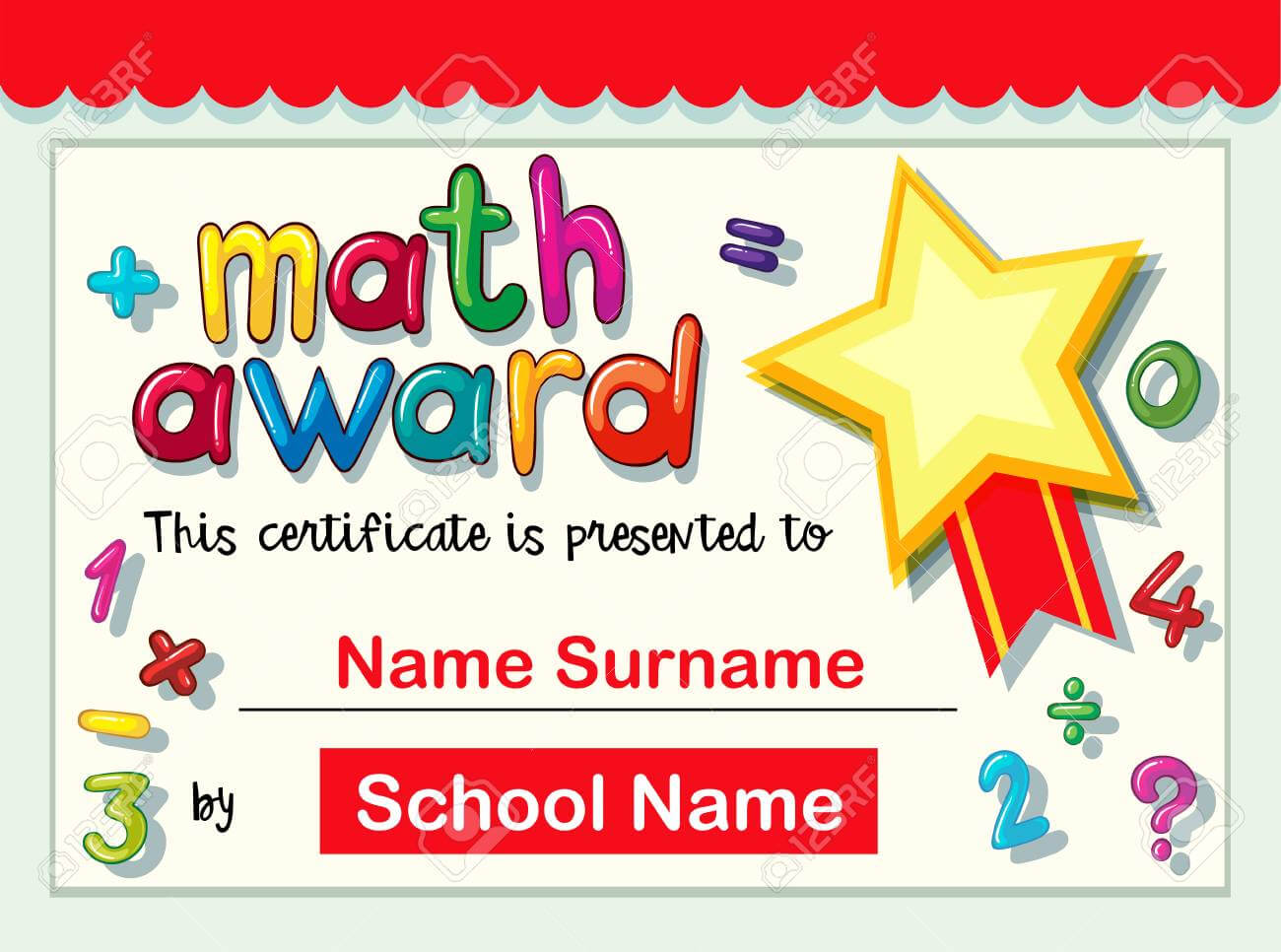 Certificate Template For Math Award Illustration With Regard To Math Certificate Template
