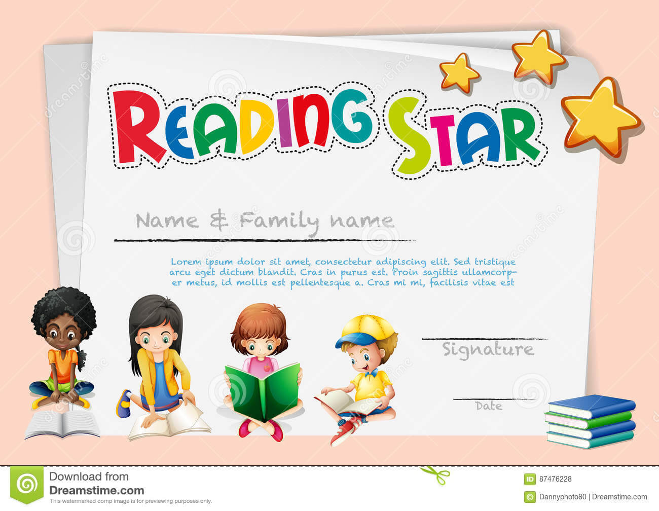 Certificate Template For Reading Star Stock Vector With Star Award Certificate Template