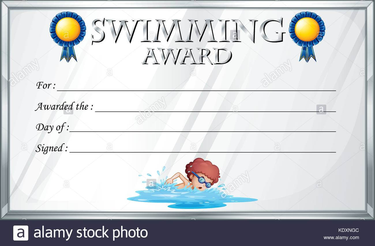 Certificate Template For Swimming Award Illustration Stock Regarding Swimming Award Certificate Template
