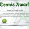 Certificate Template For Tennis Award Stock Vector Inside Tennis Certificate Template Free