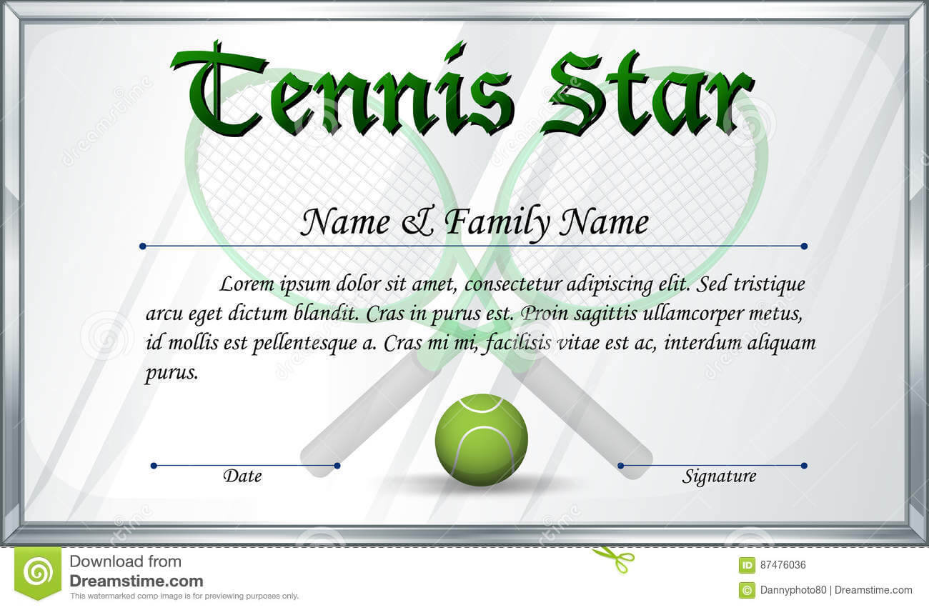 Certificate Template For Tennis Star Stock Vector For Tennis Gift Certificate Template