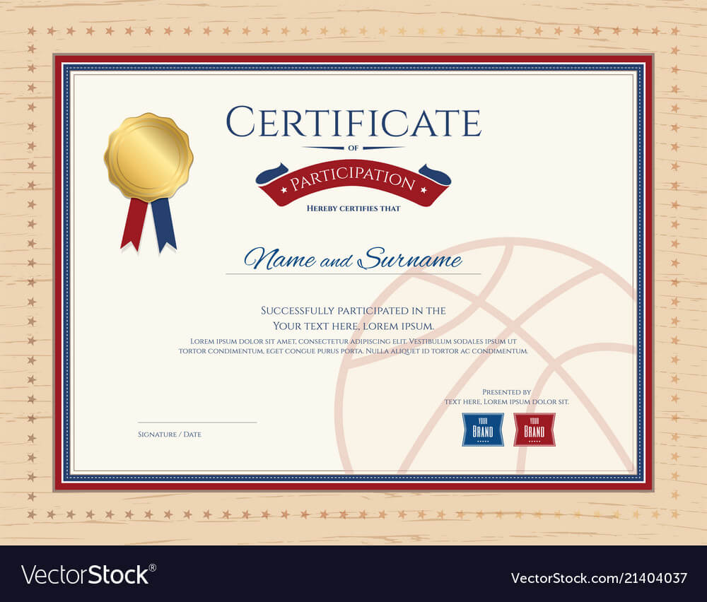Certificate Template In Basketball Sport Theme Regarding Basketball Certificate Template