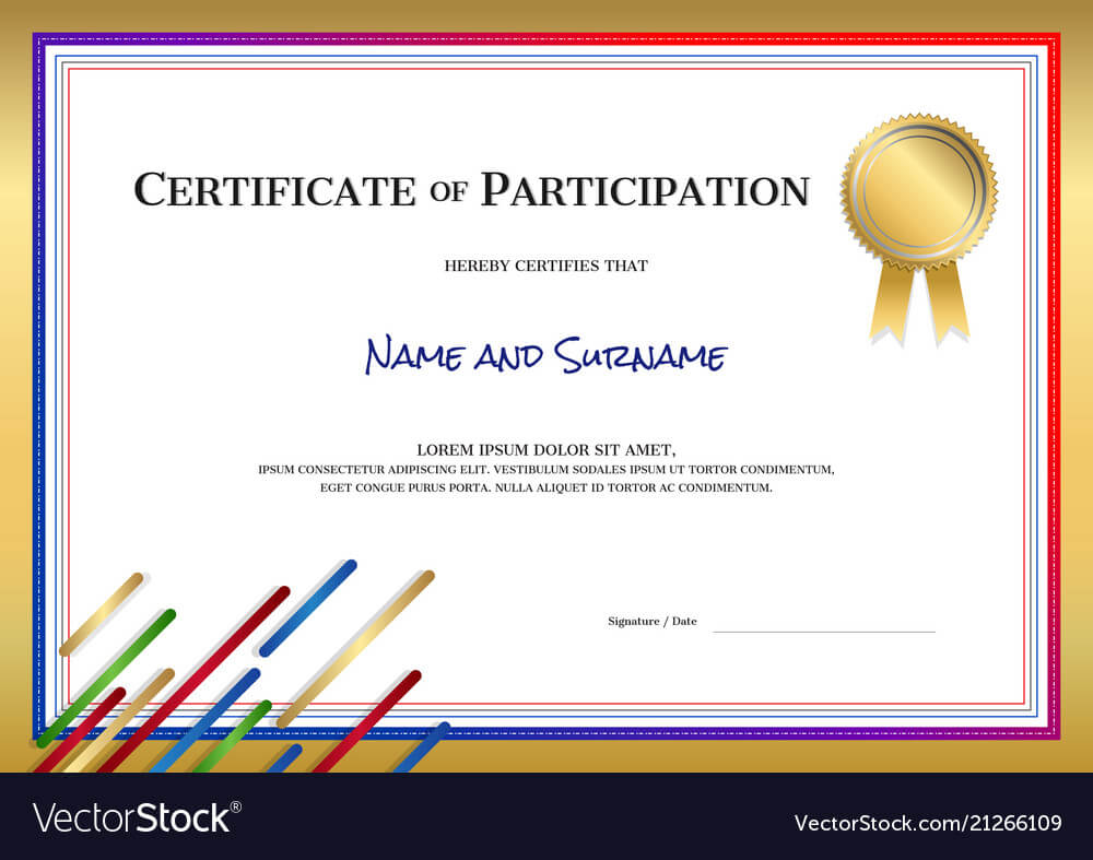 Certificate Template In Sport Theme With Border Inside Certificate Border Design Templates