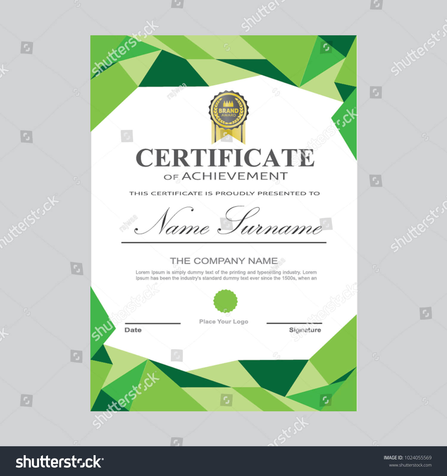 Certificate Template Modern A4 Horizontal Landscape Stock Inside Landscape Certificate Templates