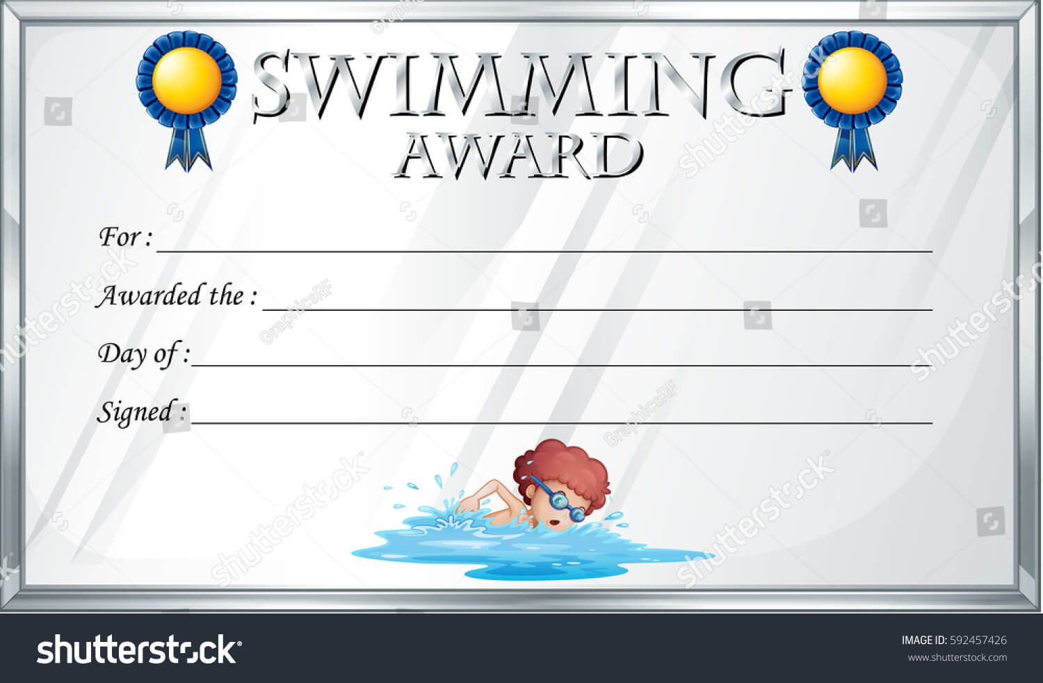 Certificate Template Swimming Award Illustration Stock For Swimming Award Certificate Template