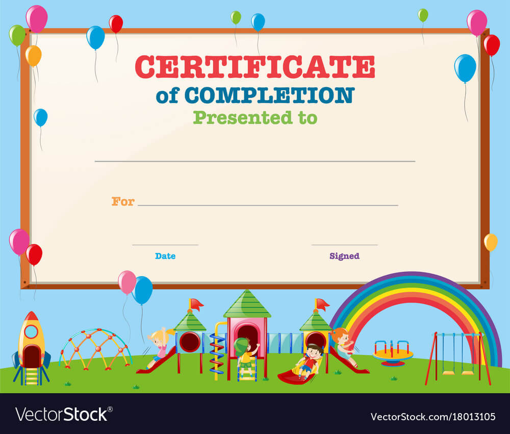 Certificate Template With Kids In Playground For Free Kids Certificate Templates
