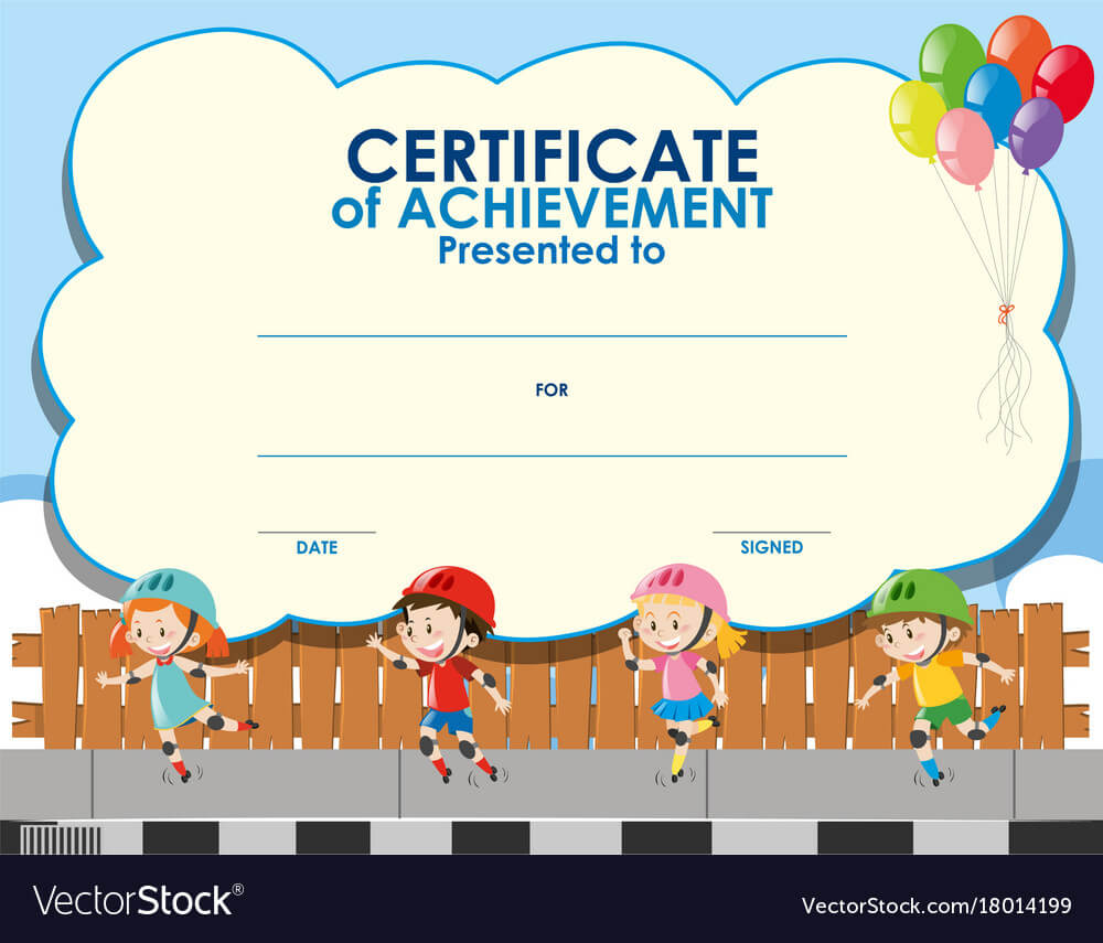 Certificate Template With Kids Skating With Regard To Free Printable Certificate Templates For Kids