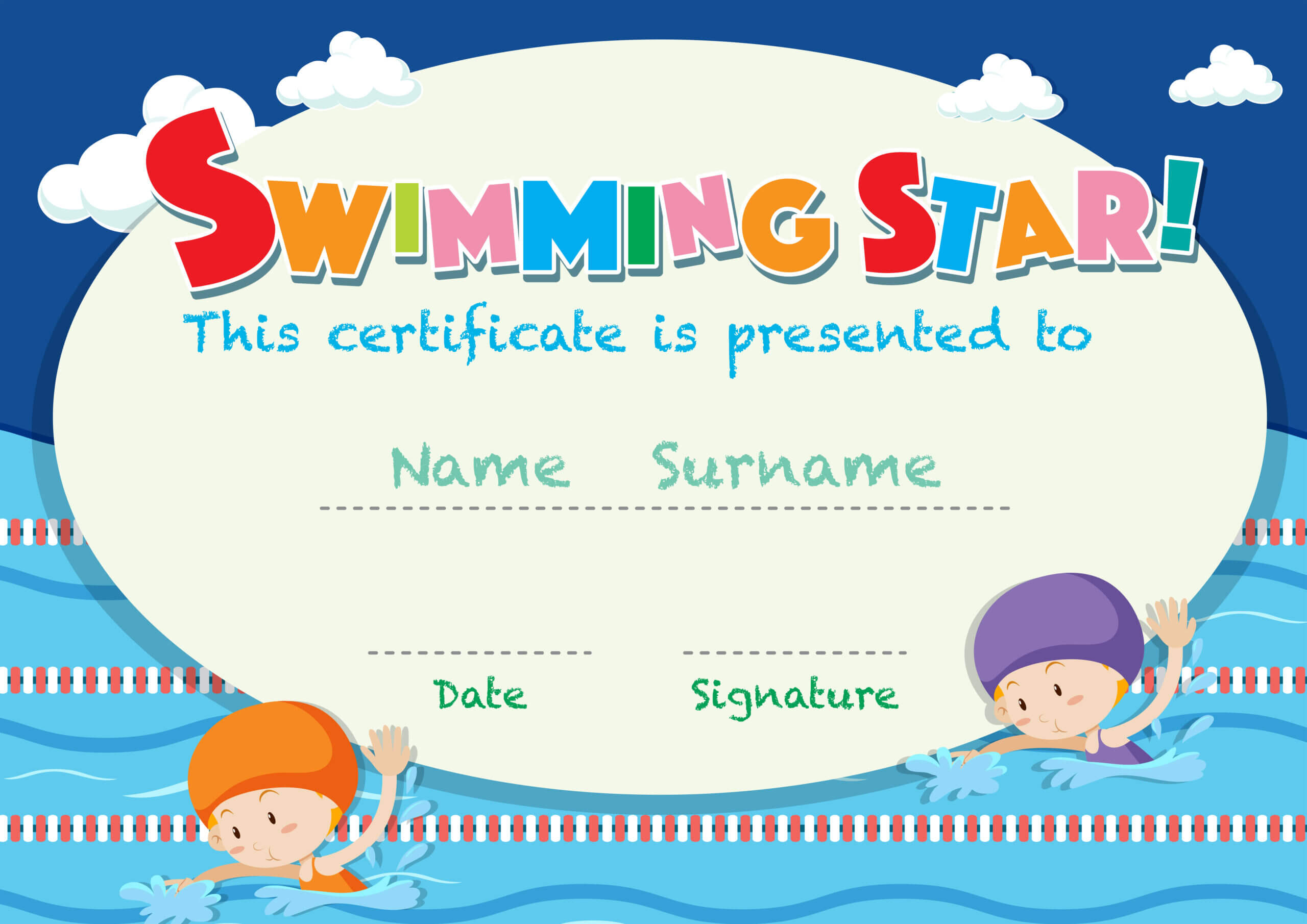 Certificate Template With Kids Swimming – Download Free Pertaining To Swimming Certificate Templates Free