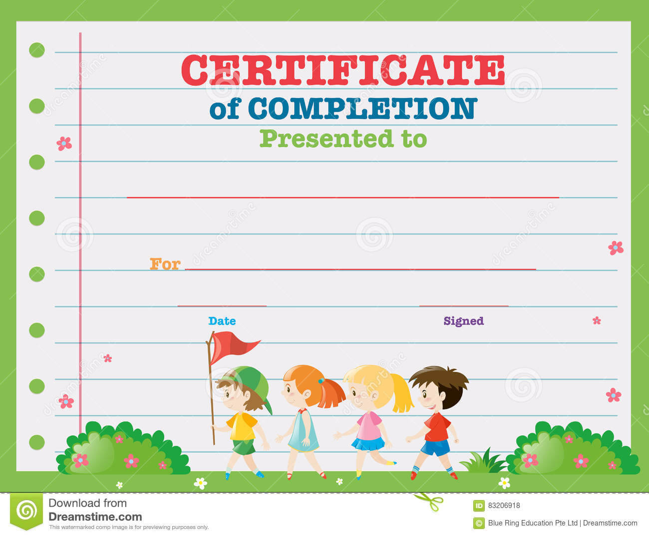 Certificate Template With Kids Walking In The Park Stock With Regard To Walking Certificate Templates