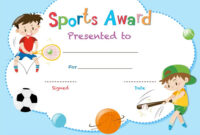 Certificate Template With Two Boys Playing Sports Vector regarding Sports Day Certificate Templates Free