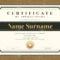 Certificate Template With Vintage Frame On Wooden Background Intended For Commemorative Certificate Template