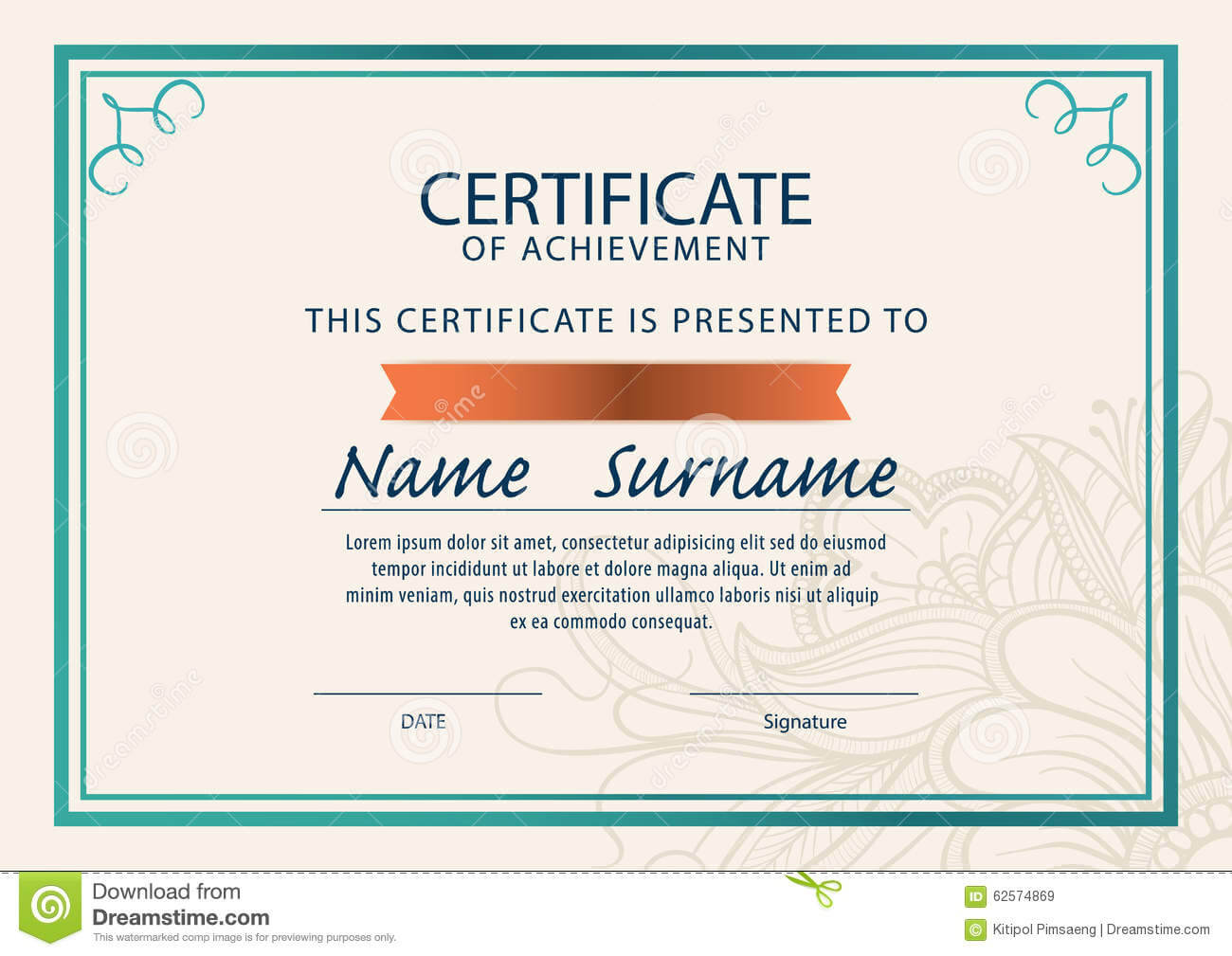 Certificate Template,diploma,a4 Size , Stock Illustration With Certificate Template Size