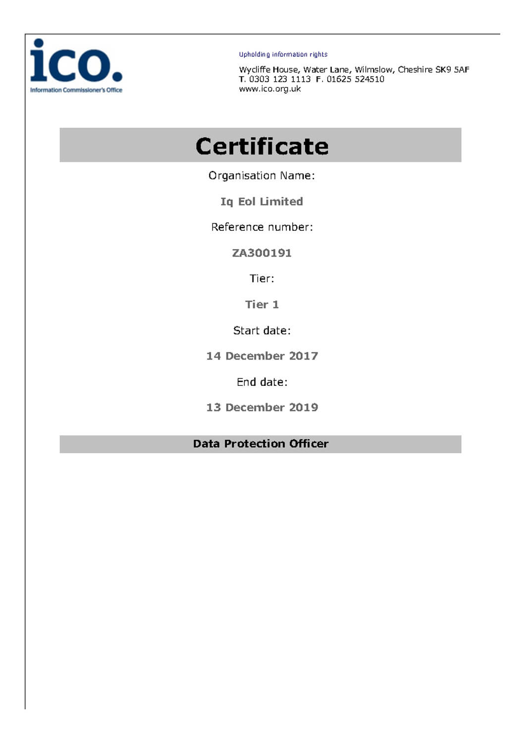 Certifications | Team Recycling Within Certificate Of Disposal Template