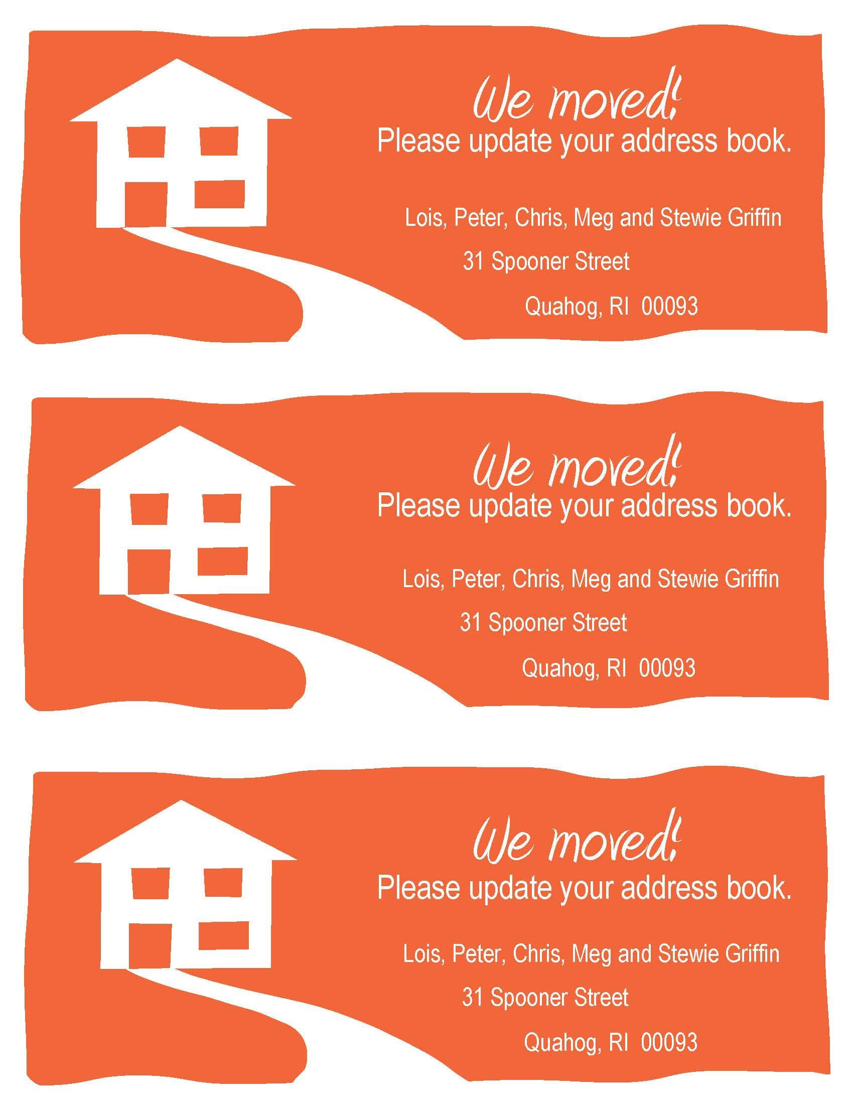 Change Of Address Cards, A Fun Example. Free Printable In With Moving House Cards Template Free