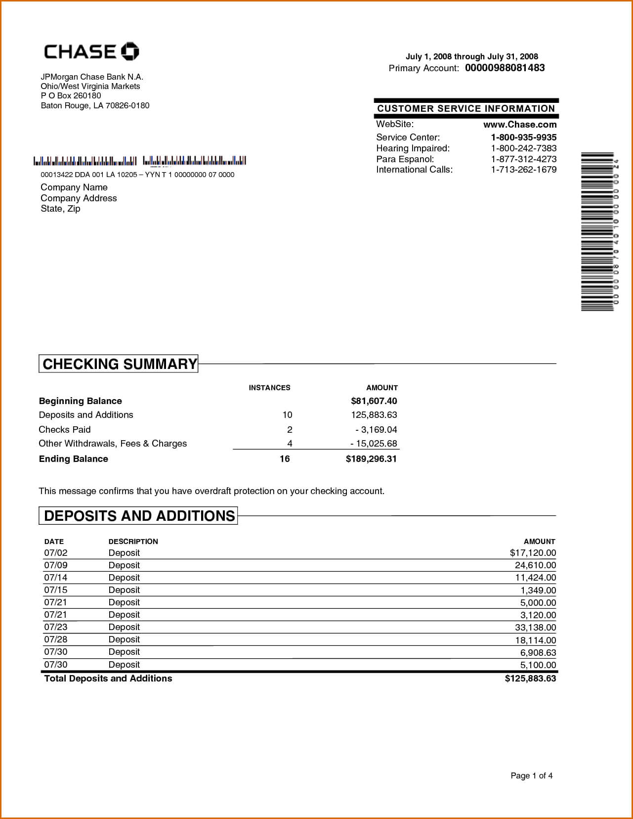 Chase Bank Statement Online Template | Best Template Inside Credit Card Statement Template Excel