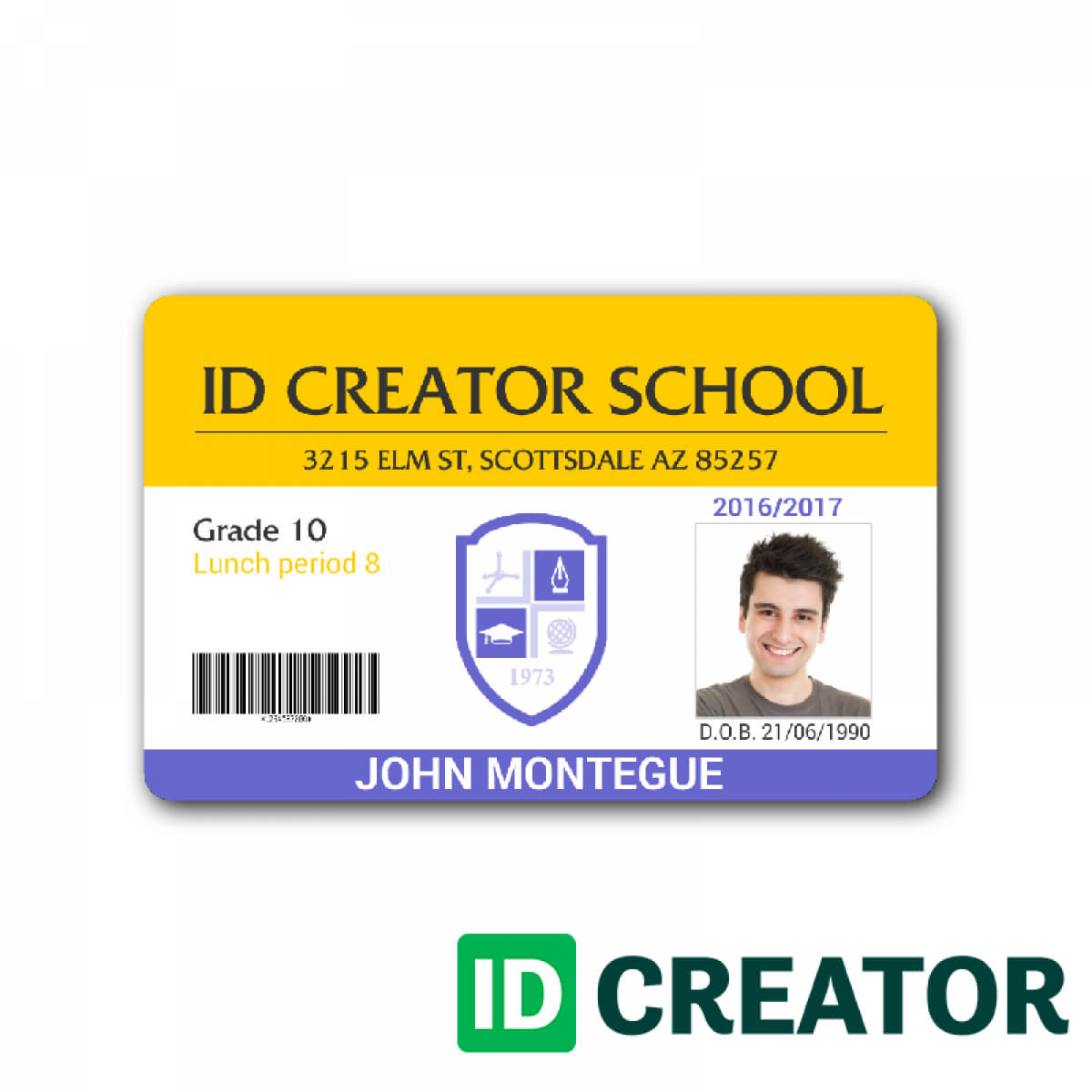 Child Id Card Template | Id Card Template, School Id, Free With High School Id Card Template