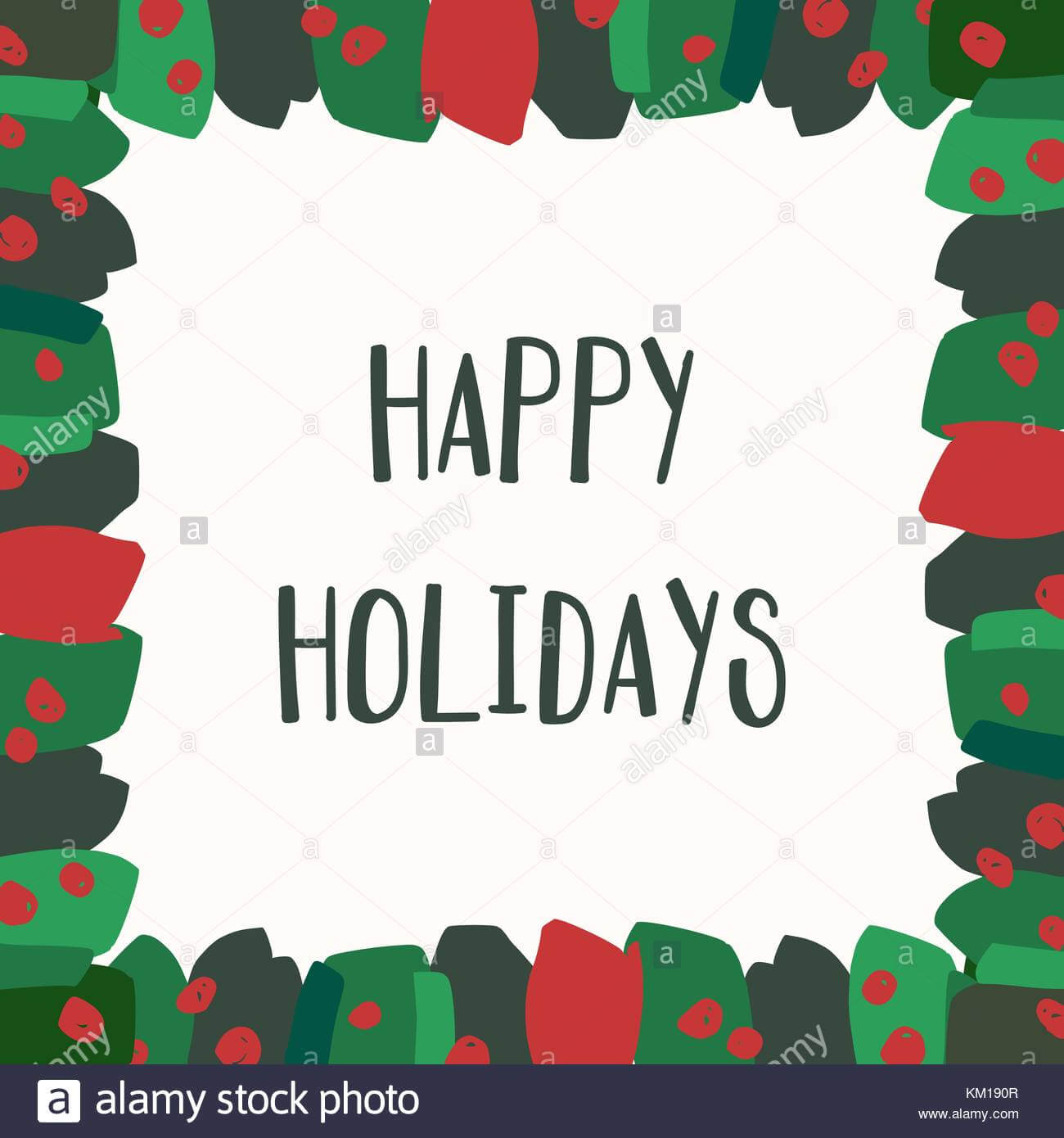 Christmas Greeting Card Template With Green And Red For Happy Holidays Card Template
