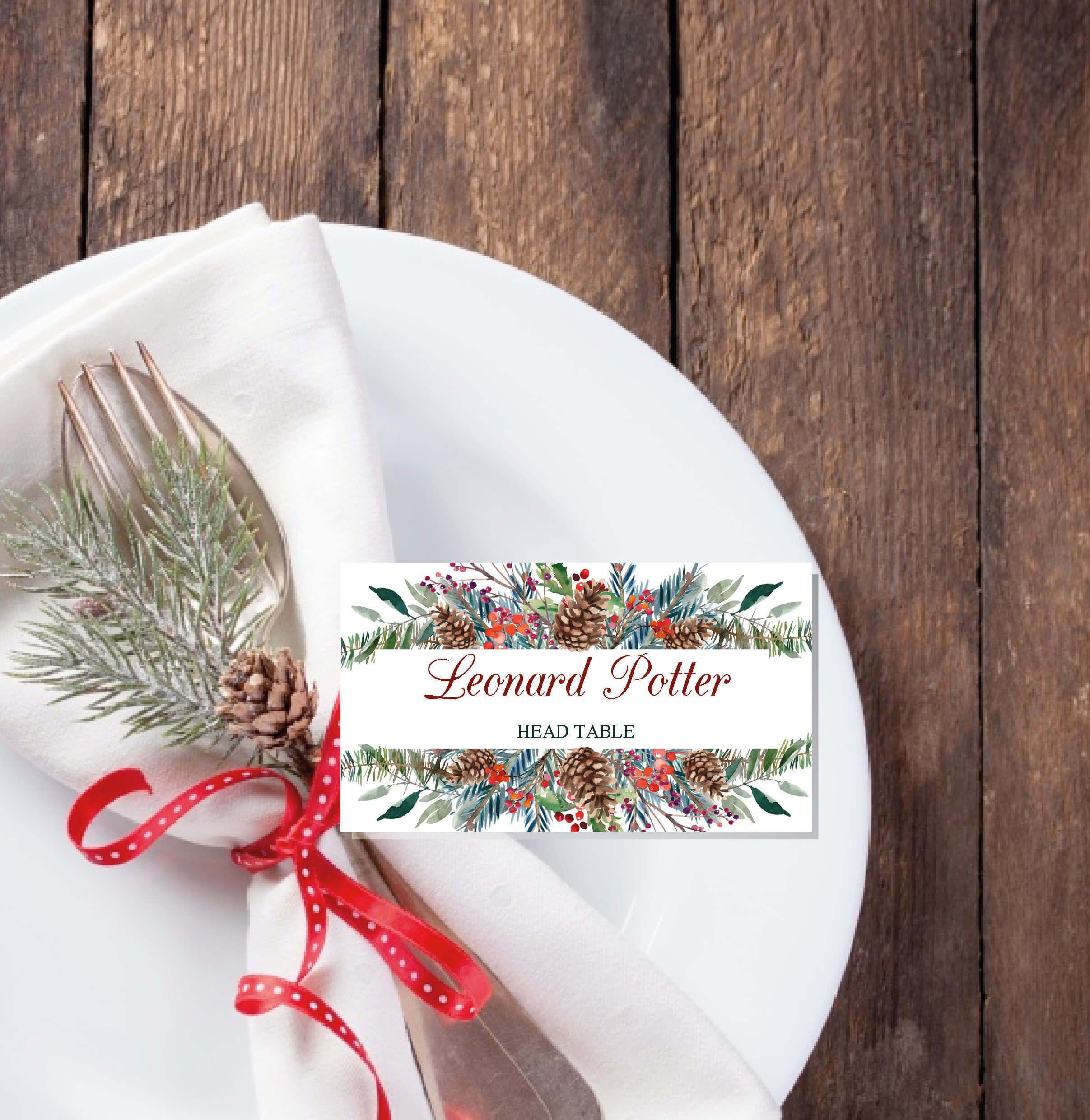 Christmas Place Cards Printable Template, Editable Names Pertaining To Christmas Table Place Cards Template