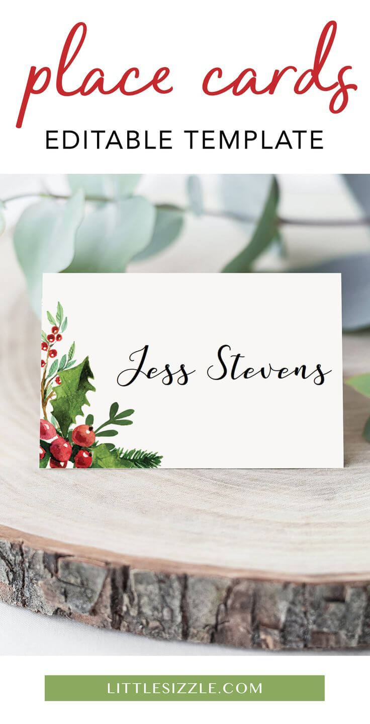 Christmas Table Decor Printable Place Card Template Inside Place Card Setting Template