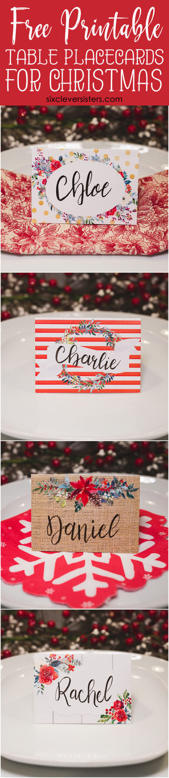 Christmas Table Place Cards { Free Printable} – Six Clever Inside Christmas Table Place Cards Template