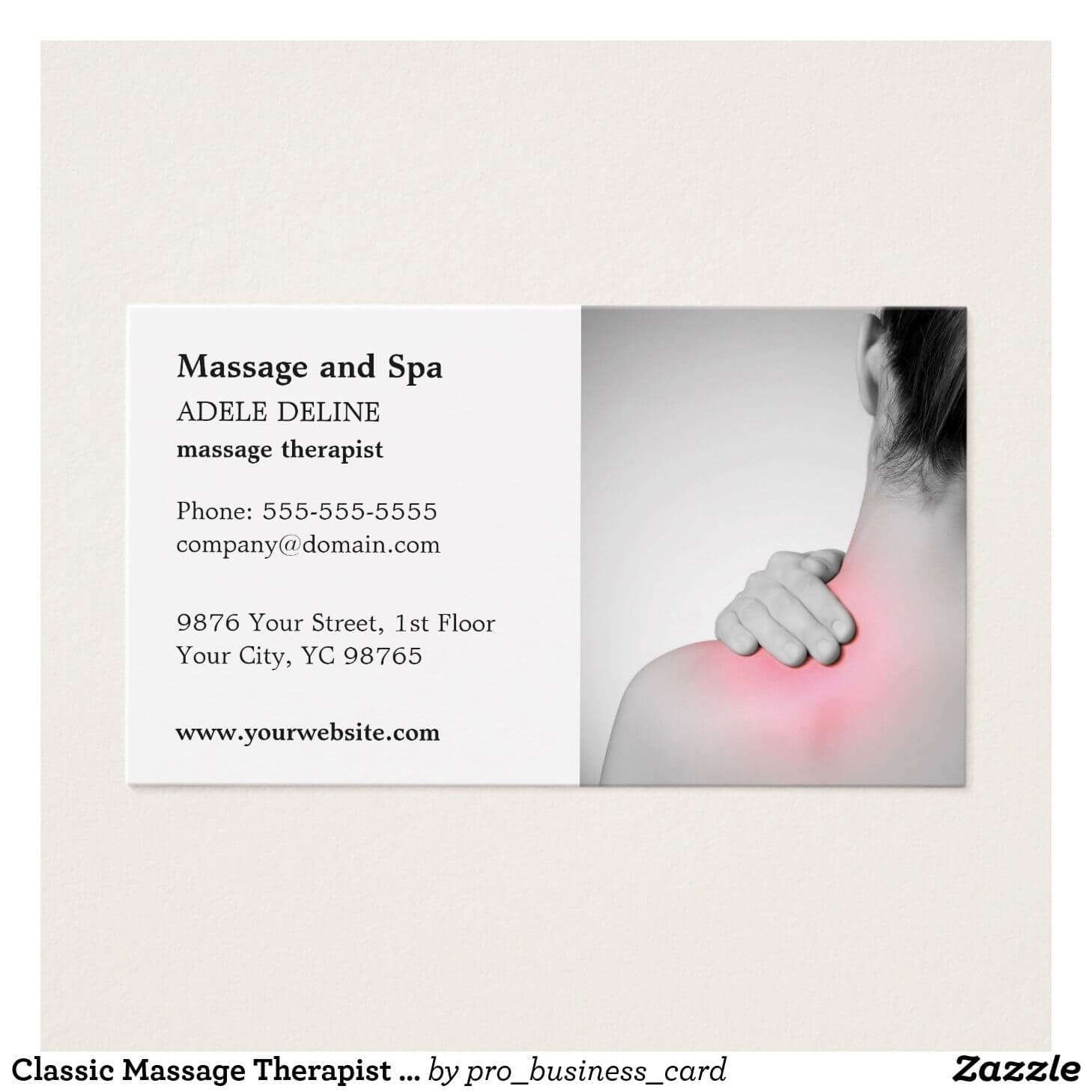 Classic Massage Therapist Business Card Template | Business For Massage Therapy Business Card Templates