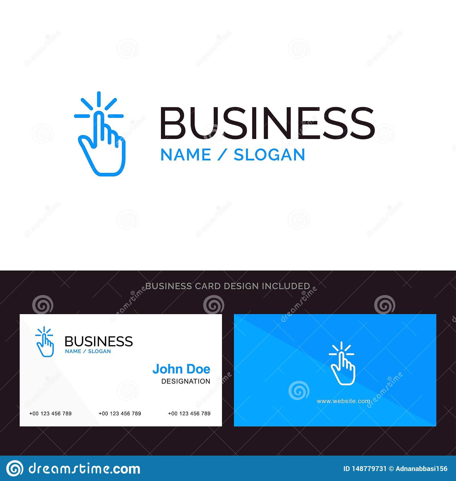 Click, Finger, Gesture, Gestures, Hand, Tap Blue Business Inside Push Card Template