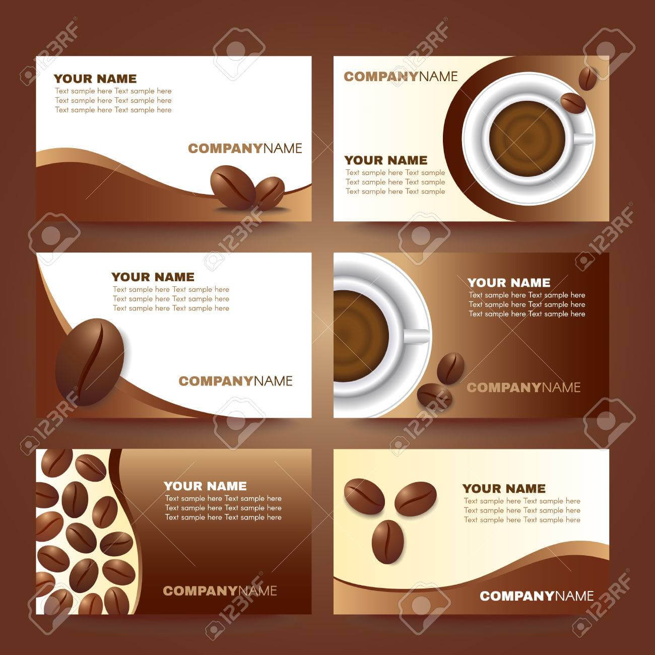 Coffee Business Card Template Vector Set Design With Regard To Coffee Business Card Template Free