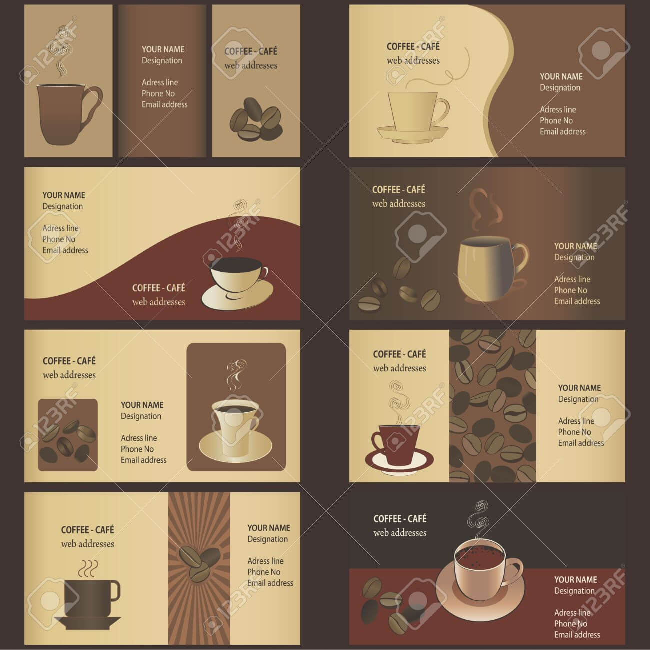 Coffee Business Card Templates Set Royalty Free Cliparts For Coffee Business Card Template Free