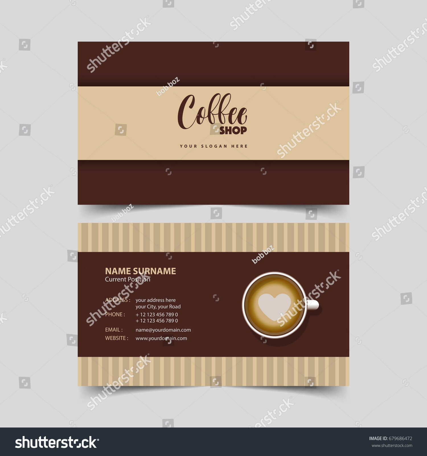 Coffee Shop Business Card Design Template Stock Vector Pertaining To Coffee Business Card Template Free