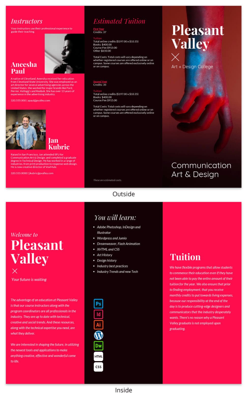 College Tri Fold Brochure For Student Brochure Template