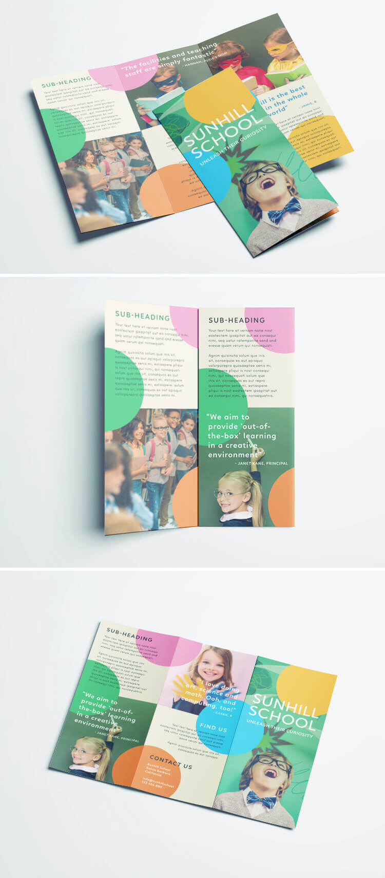 Colorful School Brochure – Tri Fold Template | Download Free Intended For School Brochure Design Templates
