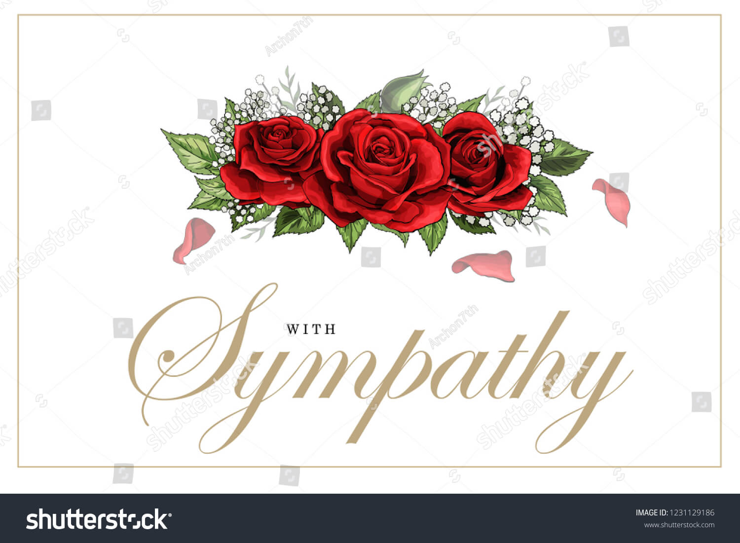 Condolences Sympathy Card Floral Red Roses Stock Vector For Sympathy Card Template