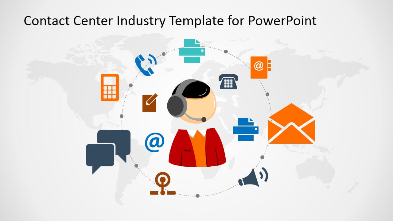 Contact Center Industry Powerpoint Template Intended For Powerpoint Templates For Communication Presentation