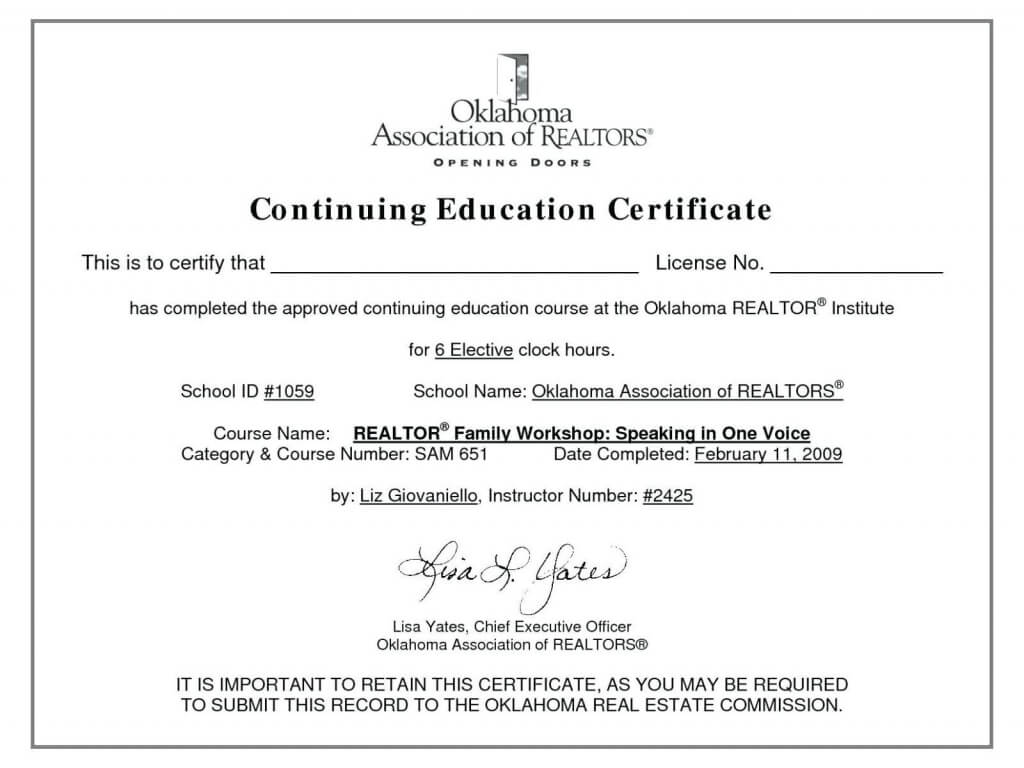 Continuing Education Certificate Template - Yatay With Regard To Ceu Certificate Template