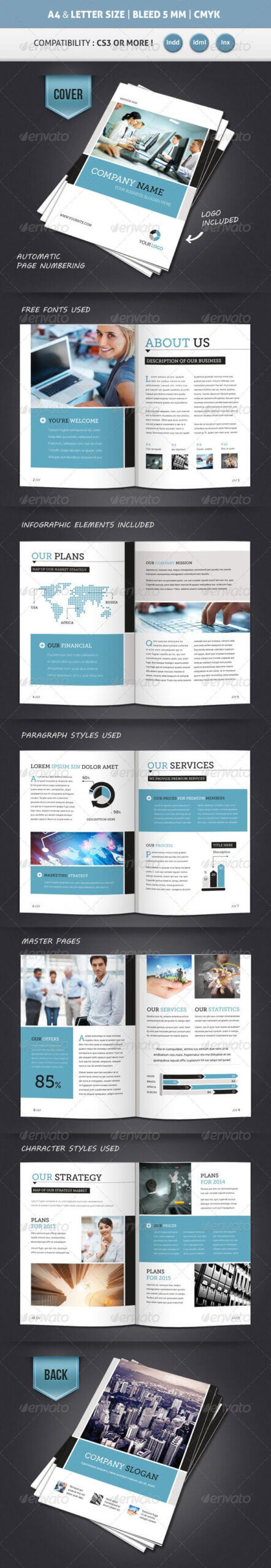 Corporate Brochure Template A4 & Letter 12 Pages Inside 12 Page Brochure Template