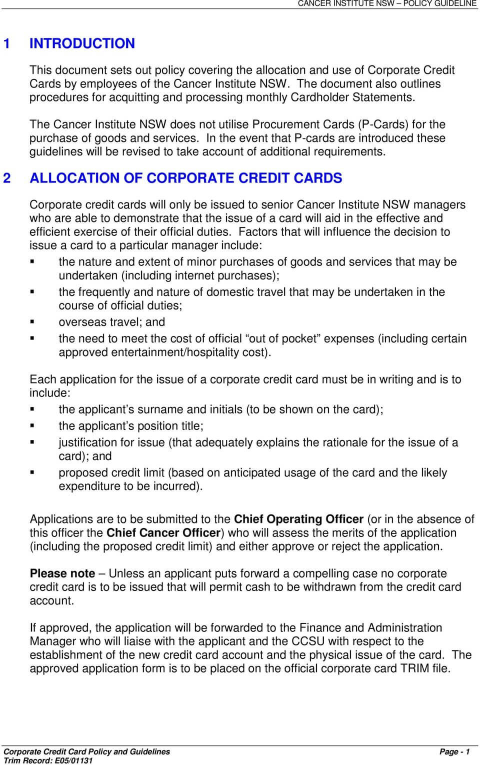 Corporate Credit Card Policy Template ] – Procurement Cards With Regard To Company Credit Card Policy Template