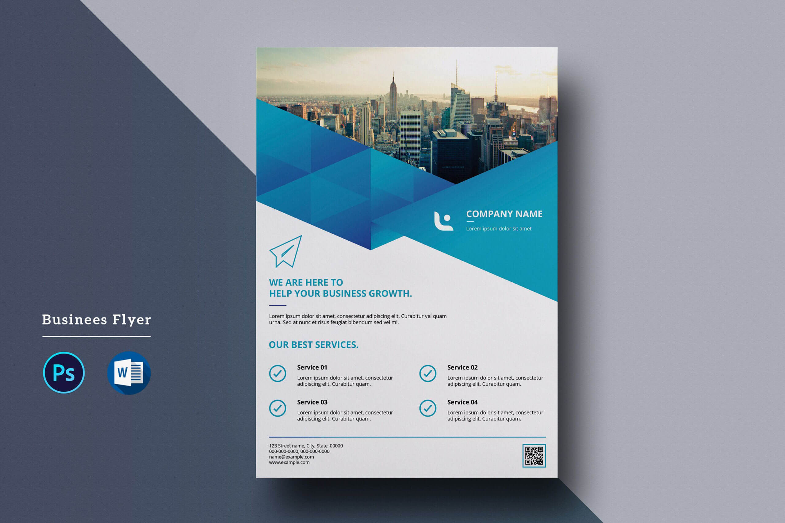 Corporate Flyer Template | A4 Business Flyer | Ms Word And Intended For Free Template For Brochure Microsoft Office