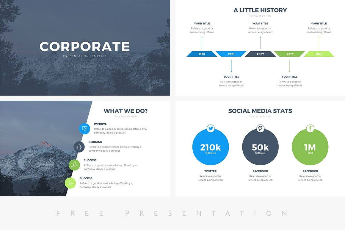 Corporate Free Ppt Presentation Template | Cool Powerpoint Within Biography Powerpoint Template