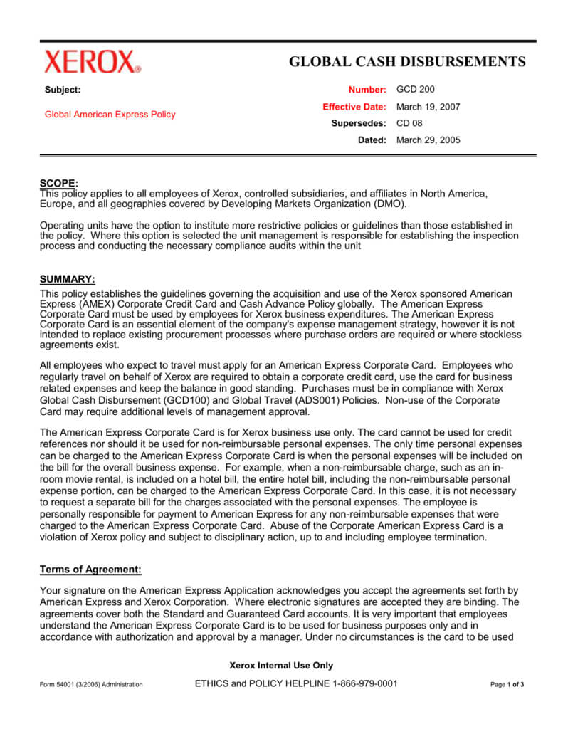 Corporate Functional Guide Template Regarding Company Credit Card Policy Template