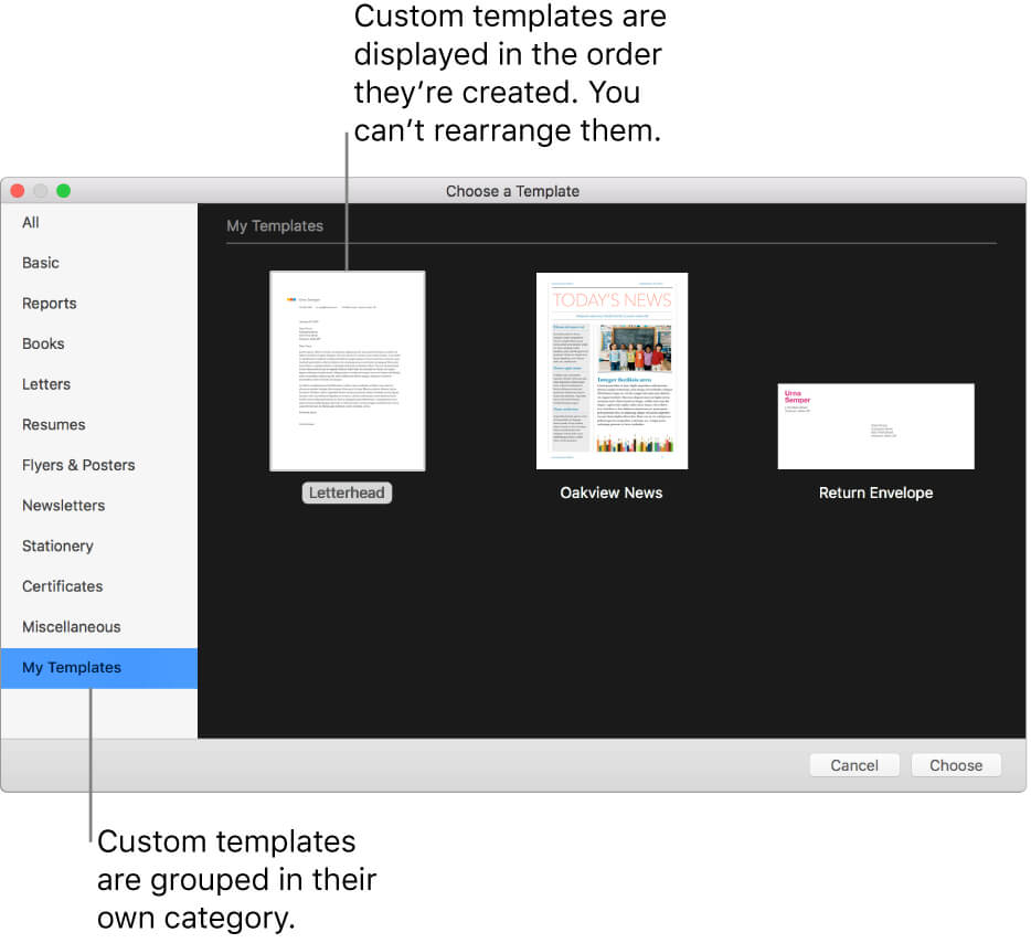 Create A Custom Template In Pages On Mac – Apple Support With Business Card Template Pages Mac