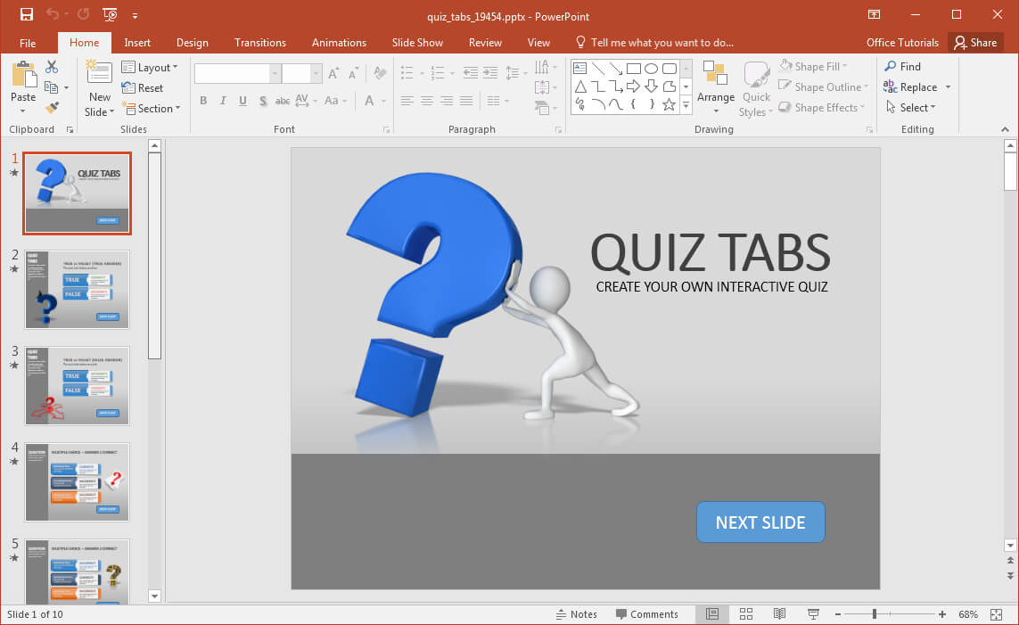 Create A Quiz In Powerpoint With Quiz Tabs Powerpoint Template Regarding How To Create A Template In Powerpoint