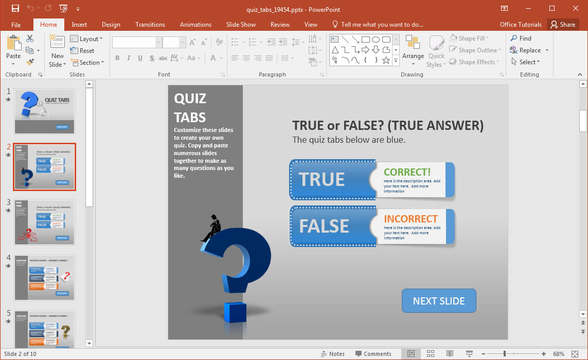 Create A Quiz In Powerpoint With Quiz Tabs Powerpoint Template Within Powerpoint Quiz Template Free Download